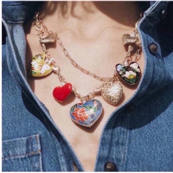 Zara Jewelry - New! Zara Oil Drip Paperclip Chain Heart Charm Necklace (3027) NWOT